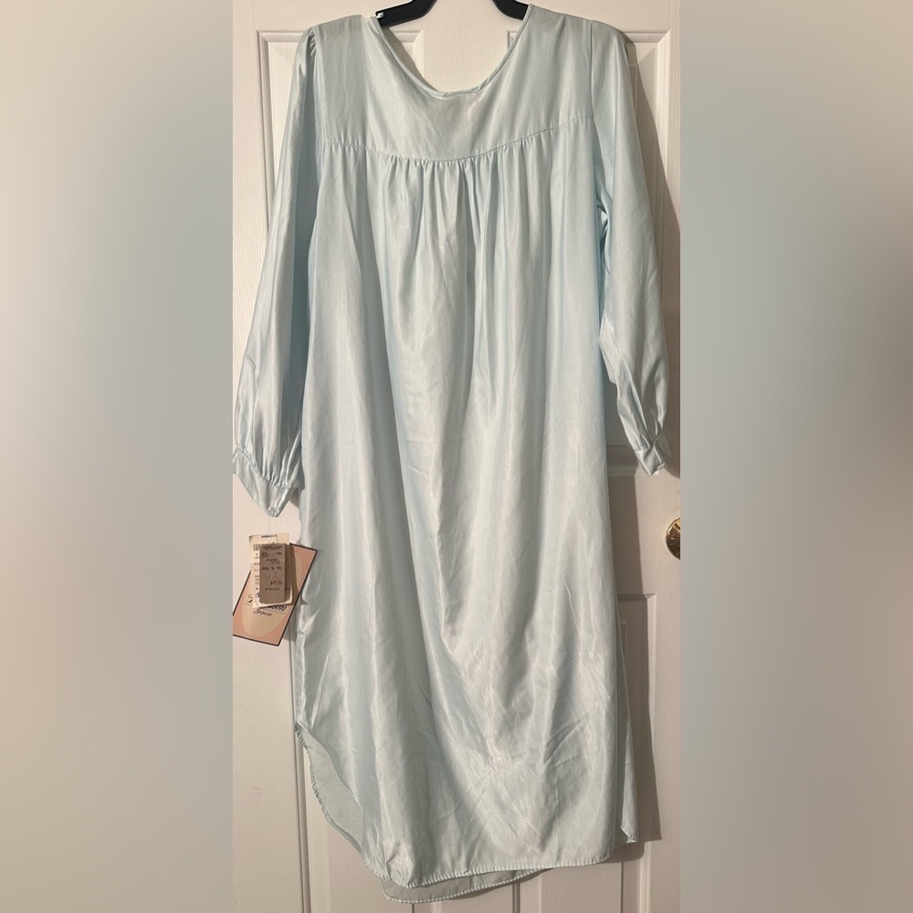 BARBIZON Md Vtg 80’s 90’s Romantic Cottagecore Blue Nightgown Granny Lace Floral - Picture 2 of 15